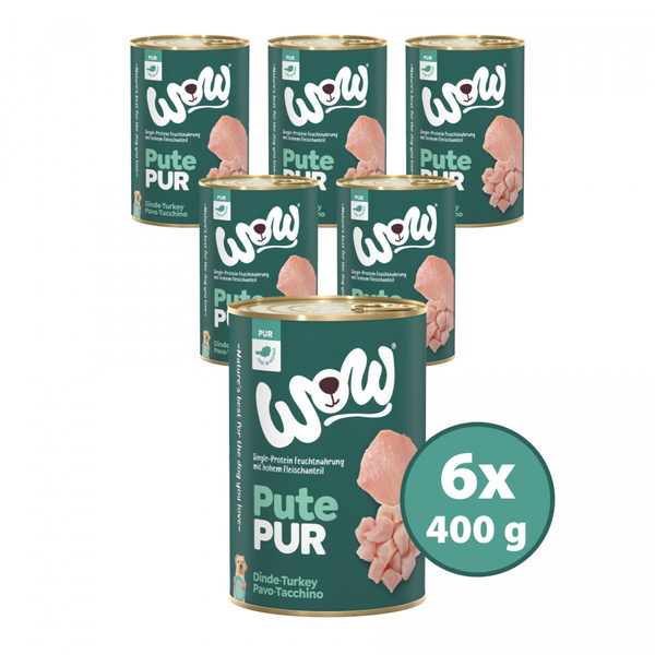 WOW Pute Pur - czysty indyk karma monobiałkowa dla psa (6szt. x 400g)