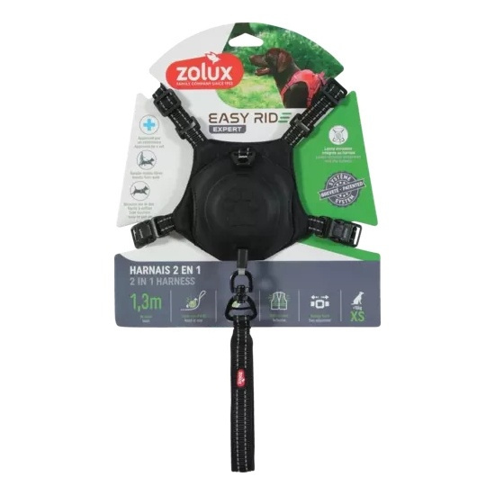 ZOLUX Szelki dla psa ze smyczą automatyczną Easyride XS czarne