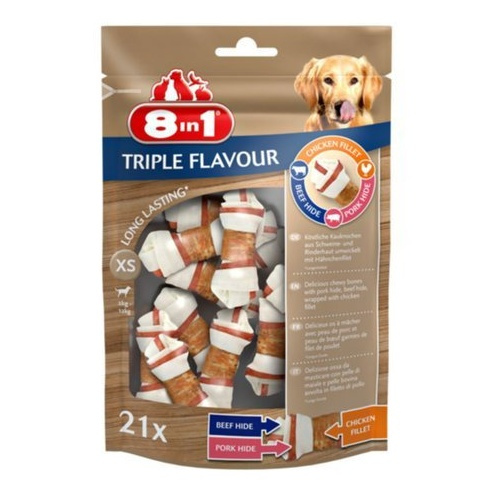 8in1 Przysmak dla psa kości Triple Flavour XS 21 szt.