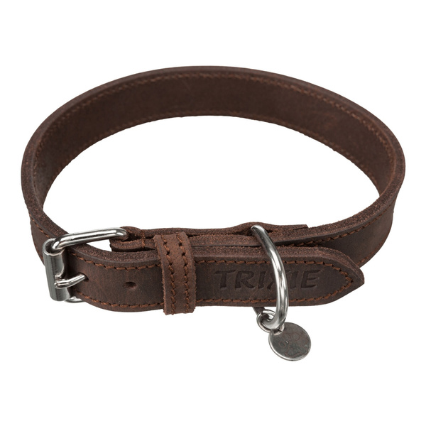 Trixie Obroża Rustic z grubej skóry, M: 37-44 cm/25 mm, ciemnobrązowa