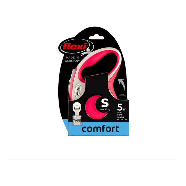 FLEXI Smycz automatyczna dla psa New Comfort S taśma 5 m kol. czerwony