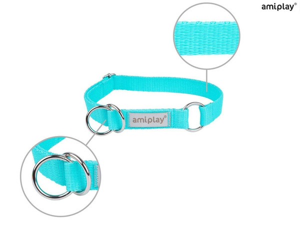 amiplay Obroża SAMBA półzaciskowa M 25-40x2cm Turkusowy