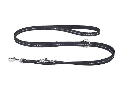 amiplay Smycz regulowana 6in1 Reflective M 100-200x1,5cm Czarny