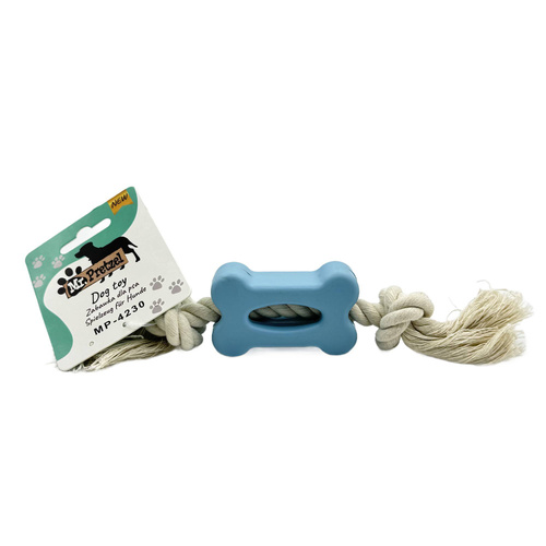 Mr. Pretzel Gryzak gumowy Kość ze sznurem dla psa 8 cm