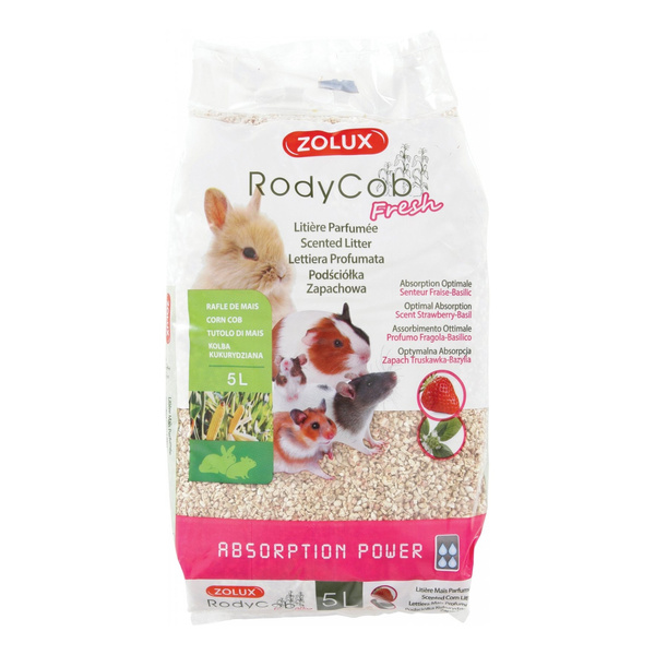 ZOLUX Ściółka dla królika,gryzoni roślinna RodyCob FRESH truskaw-bazylia 5l