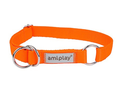 amiplay Obroża SAMBA półzaciskowa L 35-50x2,5cm Pomarańczowy
