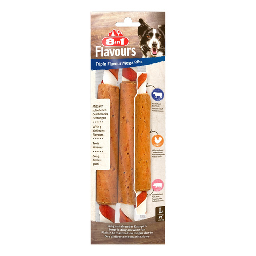 Przysmak 8in1 Triple Flavour żeberka do żucia dla psa 140 g