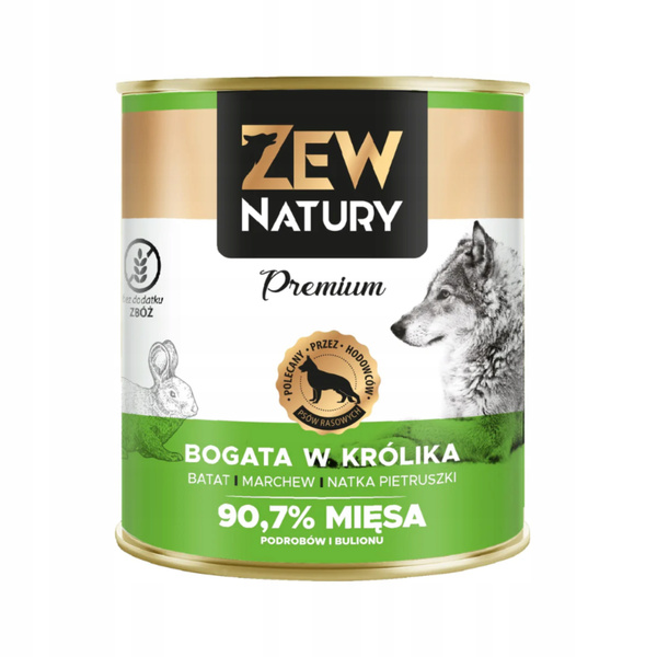 Mokra Karma Dla Psa Bogata w Królika Puszka 800g Zew Natury PREMIUM