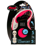FLEXI Smycz automatyczna New Comfort S taśma 5m/ 15kg czerwony