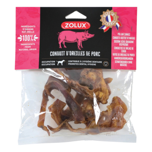 ZOLUX Przysmak naturalny dla psa Ucho wewnętrzne wieprzowe kawałki 150 g