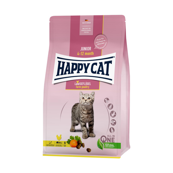 Happy Cat Junior sucha karma dla kociąt w wieku 4-12 mies drób 10kg