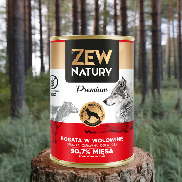 Mokra Karma dla Psa ZEW NATURY 400g Bogata w Wołowinę Dla Dorosłych Psów