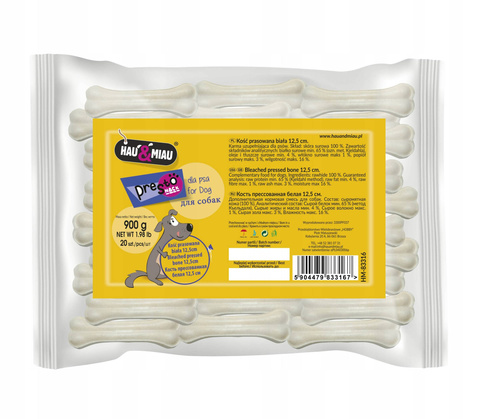 Hau Miau Kości prasowane białe dla psa 12,5cm x20szt