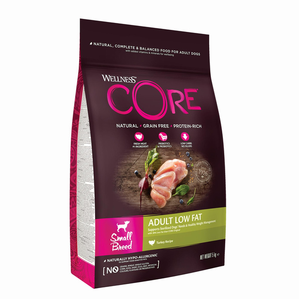 Wellness Core Small Breed Low Fat karma sucha dla dorosłych psów małych ras, indyk 5kg