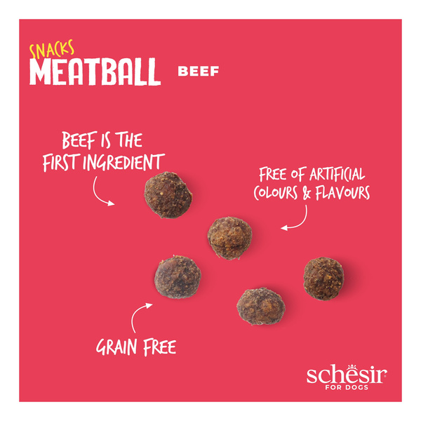 Schesir Meatball przysmak dla psów kulki mięsne wołowe 225 g