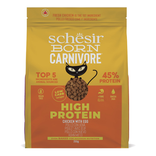 Schesir Born Carnivore karma sucha dla kotów dorosłych kurczak z jajkiem 255 g