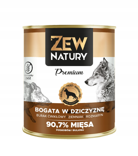 Mokra Karma Dla Psa ZEW NATURY 800g Bogata w Dziczyznę Dla Dorosłych Psów