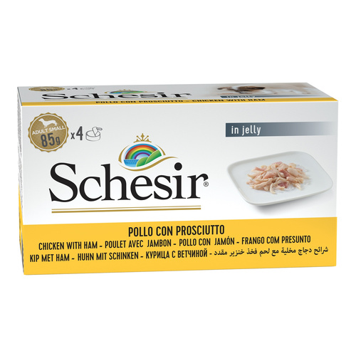 Schesir Karma mokra multipack dla psa kurczak z szynką w galarecie 4x85 g