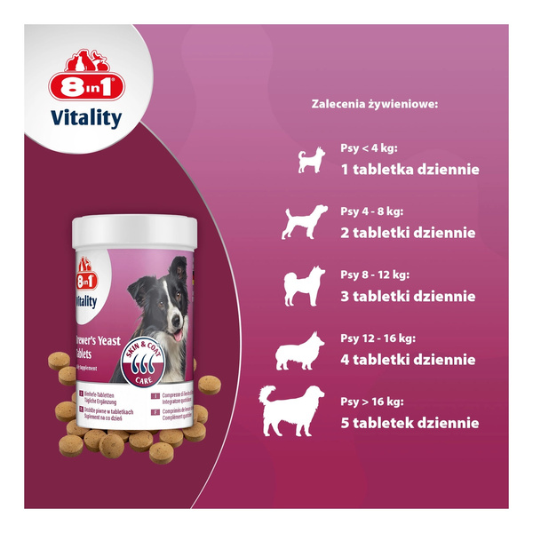 8in1 Vitality Drożdże piwne dla psów skóra i sierść 260tb
