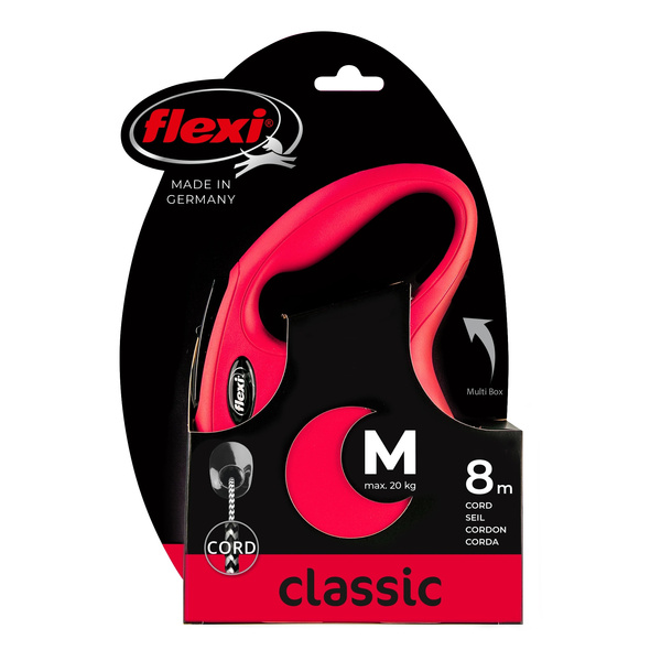FLEXI Smycz automatyczna dla psa NEW CLASSIC linka M 8m czerwona