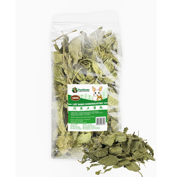 ProHerbs Liść babki szerokolistnej 100g - trawienie, odporność, skóra!