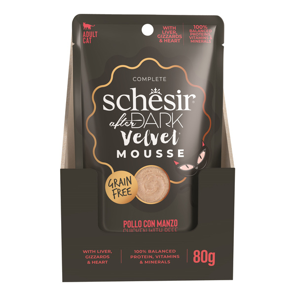 Schesir After Dark Velvet Mousse karma mokra dla kota kurczak z wołowiną 80 g