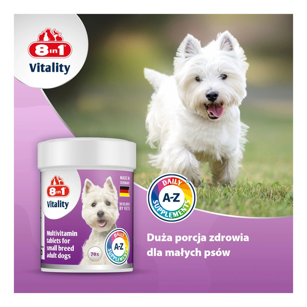 8in1 Vitality Multiwitaminy dla psów małych ras - 70tb