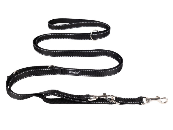 amiplay Smycz regulowana 8in1 Reflective XL 200-400x2,5cm Czarny