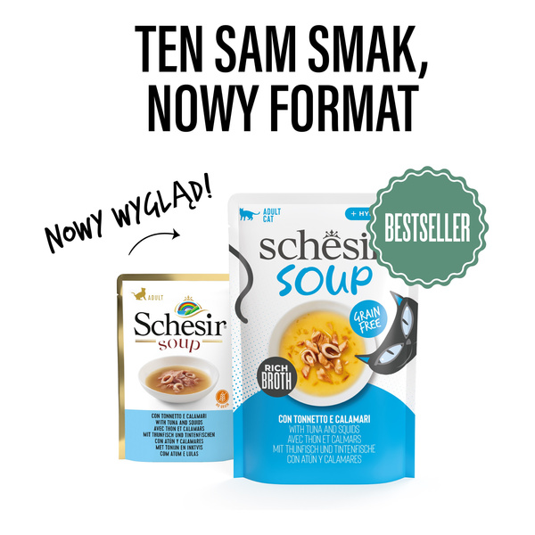 Schesir Soup karma mokra dla kotów zupa tuńczyk z kalmarami 40 g