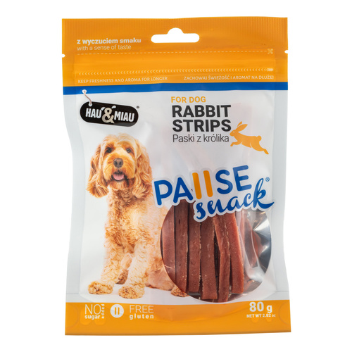 Pausesnack przysmak dla psa, paski z królika 80g