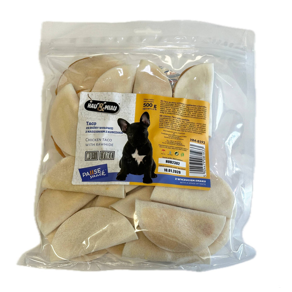 Hau Miau Taco ze skóry wołowej z kurczakiem przysmak dla psa 500g
