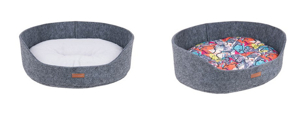 amiplay Legowisko Owalne 2in1 Hygge L 61x53x21cm Szary