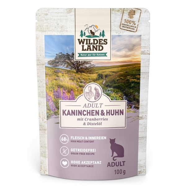 WILDES LAND CAT Classic Kaninchen Huhn - królik i kurczak z żurawiną (100g)