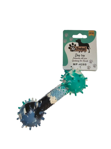 Mr. Pretzel Zabawka hantel gumowy z kolcami twardy dla psa 22cm