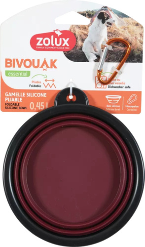 ZOLUX Składana miska dla psa BIVOUAK 450 ml czerwona