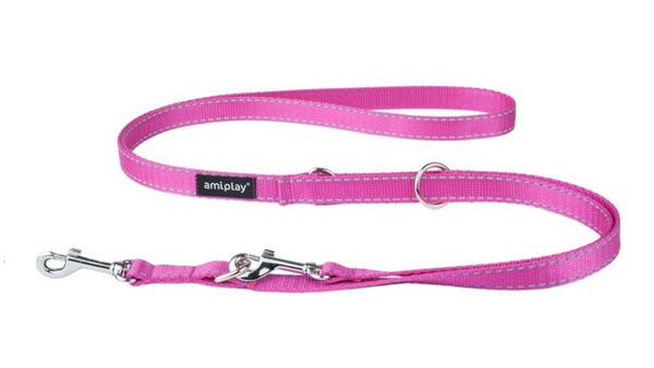 amiplay Smycz regulowana 6in1 Reflective L 100-200x2cm Rożowy