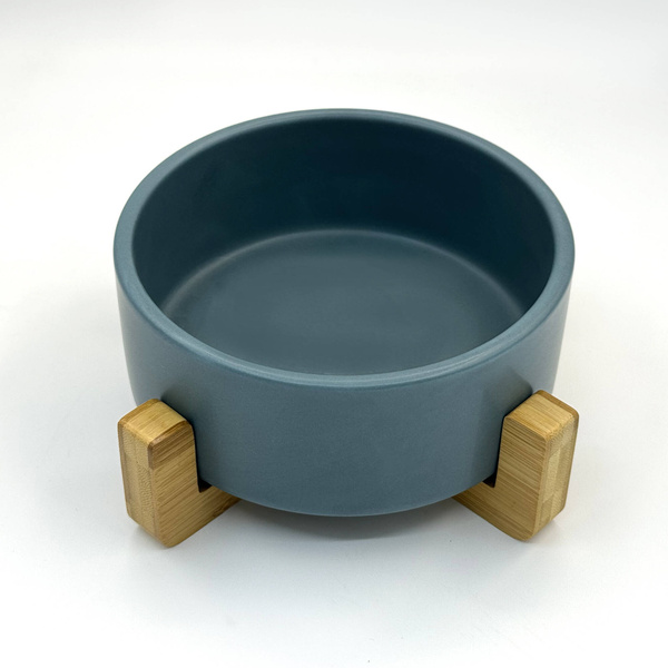 Mr. Pretzel miska ceramiczna dla psa na drewnianej podstawie 16cm