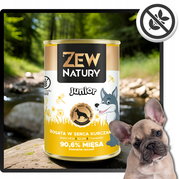 Mokra Karma Dla Szczeniat Bogata w Serca Kurczaka 400g Zew Natury