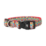 Barry King obroża dla psa, wzór folk, taśma 16mm/30-47cm czerwona