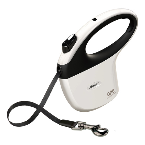 FLEXI Smycz automatyczna dla psa ONE taśma 5 m kol.biały