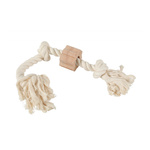 ZOLUX Zabawka sznurowa dla psa 3 węzły z drewnianym krążkiem WILD 24,5 cm