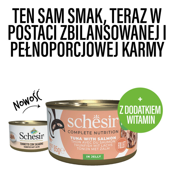 Schesir C&B karma mokra dla kotów tuńczyk z łososiem w galarecie 85 g