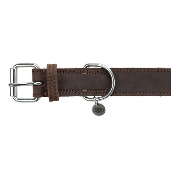 Trixie Obroża Rustic z grubej skóry, L-XL: 57-66 cm/30 mm, ciemnobrązowa