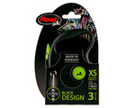 FLEXI Smycz automatyczna Black Design XS linka 3m/ 8kg zielony