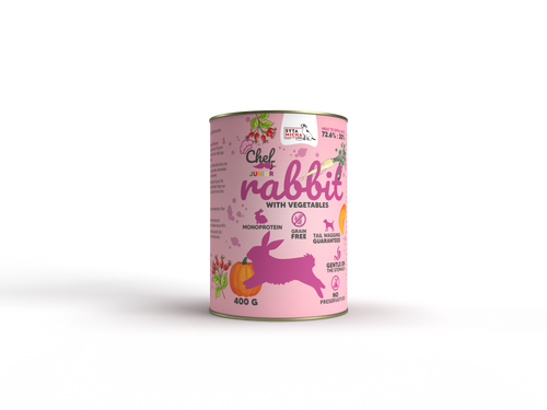 Mokra karma dla psa Królik z warzywami JUNIOR 400g