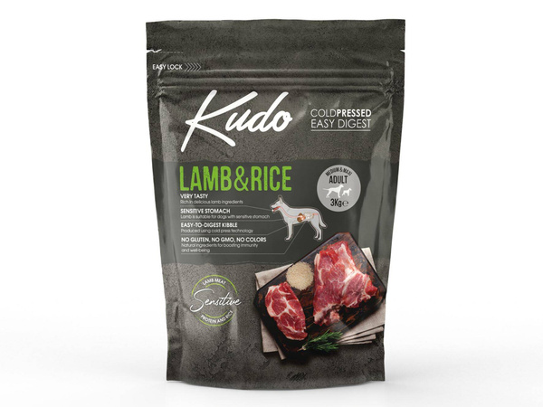 Karma Kudo Cold Pressed Jagnięcina&Ryż Medium Maxi Adult 3kg