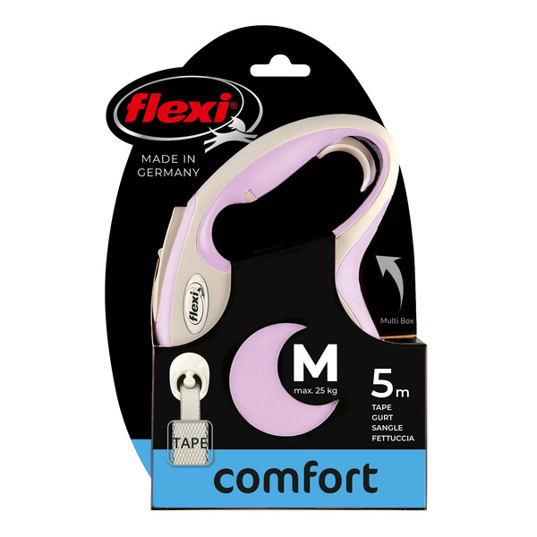 FLEXI Smycz automatyczna dla psa New Comfort M taśma 5 m kol. różowy