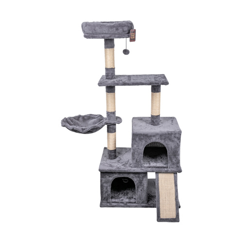 Barry King Drapak dla kota, szary, 135cm, z miejscem na legowisko, rampą i piłeczką