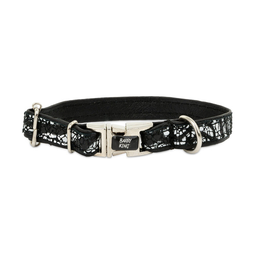Barry King Obroża dla psa, Equilibre, Czarna Zebra, skórzana nikiel, XS 13mm/20-30cm