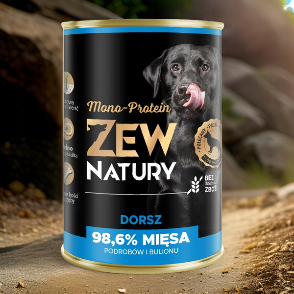 Karma dla Psa Mokra ZEW NATURY 400g Dorsz Cała Ryba dla Dorosłych Psów